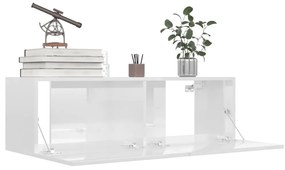 Móvel de TV 100x30x30 cm derivados de madeira branco brilhante