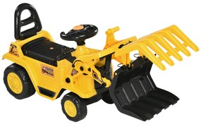 Carro Andador para Crianças acima de 3 Anos Escavadora Infantil com Pá Móvel Assento com Armazenamento Oculto e Buzina Carga Máxima 30kg 83x27x39cm Am