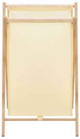 Cesto para roupa suja madeira de cedro e tecido bege 42x41x64cm