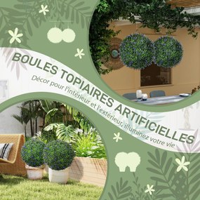 Conjunto de 2 bolas artificiais Ø 42 cm, plantas decorativas artificiais resistentes aos raios UV,  roxo e verde