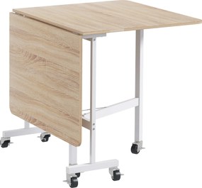 HOMCOM Mesa Dobrável Moderna de 2 Abas com Rodízios em Aglomerado e Aço, 120x80x73cm, Marrom | Aosom Portugal