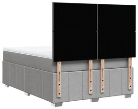 Cama com molas/colchão 140x190 cm tecido cinzento-claro