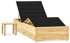 Espreguiçadeira de jardim com mesa e almofadão pinho impregnado