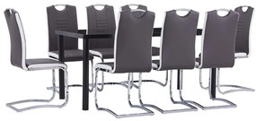 vidaXL 9 pcs conjunto de jantar couro artificial cinzento