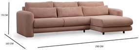 Sofá de Canto Lily – Rosa – 290 x 165 cm