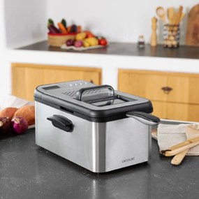 Fritadeira com óleo CleanFry Luxury 3000 de 3,2 litros, 2400 W, aço inoxidável, 5 programas pré-estabelecidos, filtro OilClean