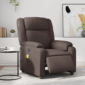 vidaXL Poltrona massagens reclinável elétrica couro artif. castanho