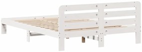 Cama sem colchão 140x200 cm madeira de pinho maciça branco