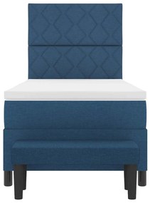 Cama Box com Colchão e Banco Azul 100x200 cm Tecido