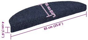 Tapetes de escada adesivos 15 pcs 65x21x4 cm azul