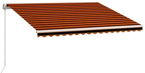 Toldo retrátil manual 400x300 cm laranja e castanho