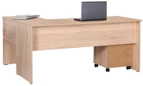 Secretária Escritório com Alonga 1600x750x1440mm Castanho Claro