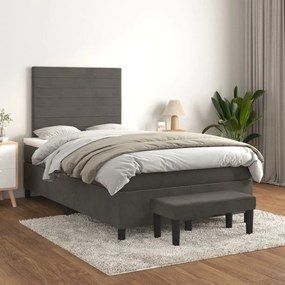 Cama boxspring com colchão 120x200 cm veludo cinzento-escuro