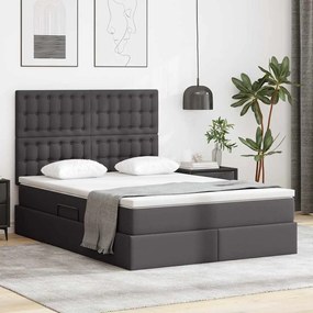 vidaXL Cama com Armazenamento Cinzeto 140 x 190 cm Couro Sintético