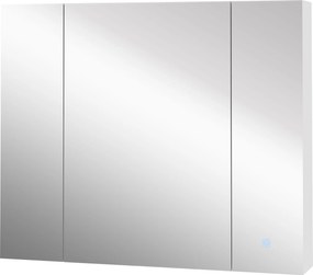 Armário Casa de Banho com Espelho e Luzes LED Armário com Espelho Casa de Banho com Prateleiras Ajustáveis e USB 90x15x75 cm Branco