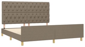 Cama sem colchão 160x200 cm tecido castanho-acinzentado