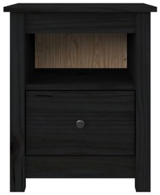 Mesa de cabeceira 40x35x49 cm madeira de pinho maciça preto