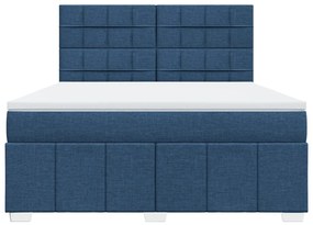 Cama com molas/colchão 180x200 cm tecido azul