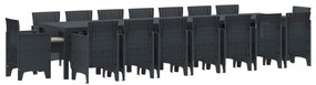 vidaXL Conjunto de Jantar para Jardim com Almofadas 17 pcs Antracite