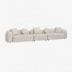 Sofá Modular De 3 Peças Em Chenille Coco Chenille Grossa Branca - Sklum
