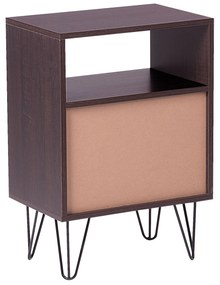 Mesa de cabeceira com 2 gavetas em madeira escura e branco ARVIN Beliani