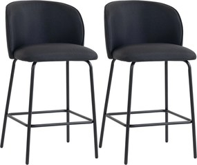 HOMCOM Set 2 Sgabelli da Bar con Schienale e Poggiapiedi, Rivestimento in Tessuto e Gambe in Acciaio, Nero | Aosom Portugal