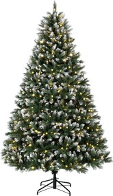 HOMCOM Árvore de Natal 220 cm com 400 Luzes LED, 11 Modos, Telecomando, 1378 Pontas e Base Metálica Dobrável, Verde | Aosom Portugal
