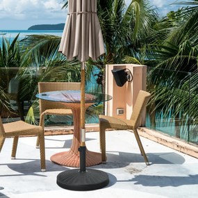 Base Redonda Guarda-sol de jardim exterior em resina de 22 kg Base redonda Design em rattan Botão ajustável Resistente à água e à luz solar