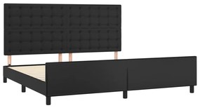 Estrutura cama c/ cabeceira 200x200 cm couro artificial preto