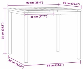 Mesa de Jantar Externa 90x90x74.5 cm Madeira Sólida de Acácia