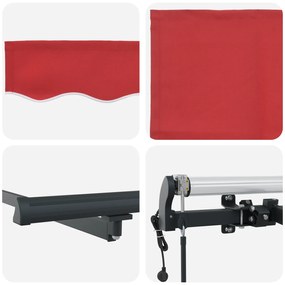 Toldo Retrátil Automático vidaXL Vermelho 450x350 cm
