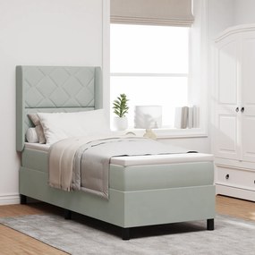vidaXL Cama Box com Colchão & Luz LED Cinza Claro 80x200 cm Veludo