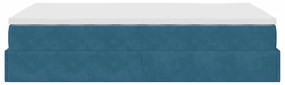 Cama otomana com colchão 120x190 cm veludo azul-escuro