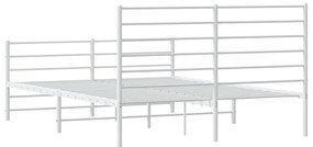 Estrutura de cama com cabeceira e pés 140x200 cm metal branco