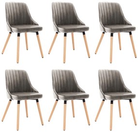 vidaXL Cadeiras de jantar 6 pcs veludo cinzento-claro