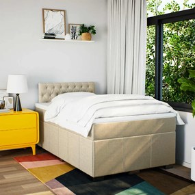 Cama boxspring com colchão 120x190 cm tecido cor creme