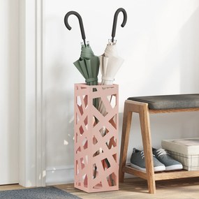 vidaXL Suporte para Guarda-Chuva Rosa Metal Médio Inserções Decorativas