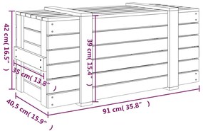 Caixa de arrumação 91x40,5x42 cm pinho maciço castanho mel
