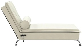 Chaise lounge de massagem com rolo veludo creme
