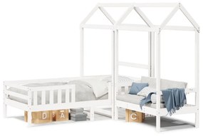 Conj. cama e banco c/ telhado 90x190 cm pinho maciço branco