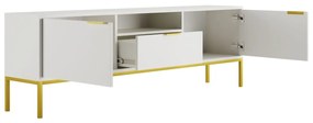 Móvel de TV "AUSTIN" de 2 Portas e 1 Gavetas - 40×175×33 cm - Branco e