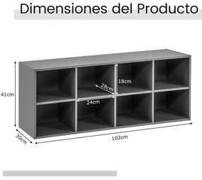 Banco sapateira com 8 cubos Armário de arrumação Estante de entrada Sala de estar Quarto Estante Carga 230 kg Cinzento
