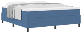 Cama Box com Colchão Azul, Super King, em Tecido Corduroy