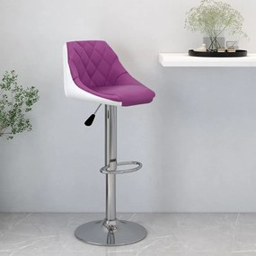vidaXL Banco de bar couro artificial roxo e branco