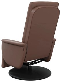 Poltrona massagens recl. c/ apoio pés couro artificial castanho