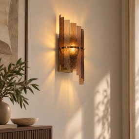 Candeeiro de Parede de Design Bronze Escuro com Vidro Âmbar - Versailles