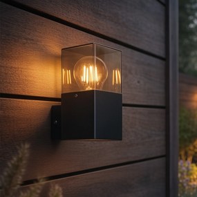 Candeeiro de parede exterior moderno preto IP44 com vidro fumê - Denmark