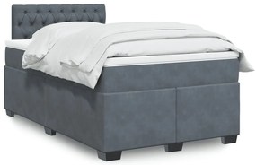 Cama boxspring com colchão 120x200 cm veludo cinzento-escuro