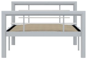Estrutura de cama 100x200 cm metal cinzento e branco