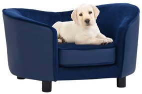 vidaXL Sofá para cães 69x49x40 cm pelúcia e couro artificial azul
